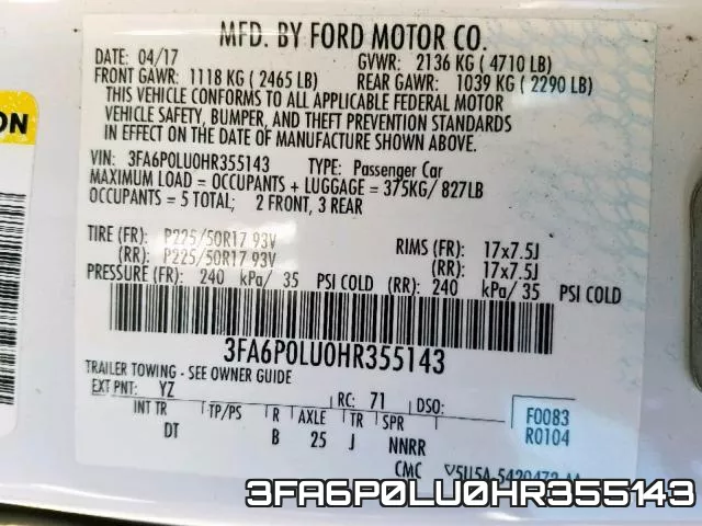 3FA6P0LU0HR355143 фото 2