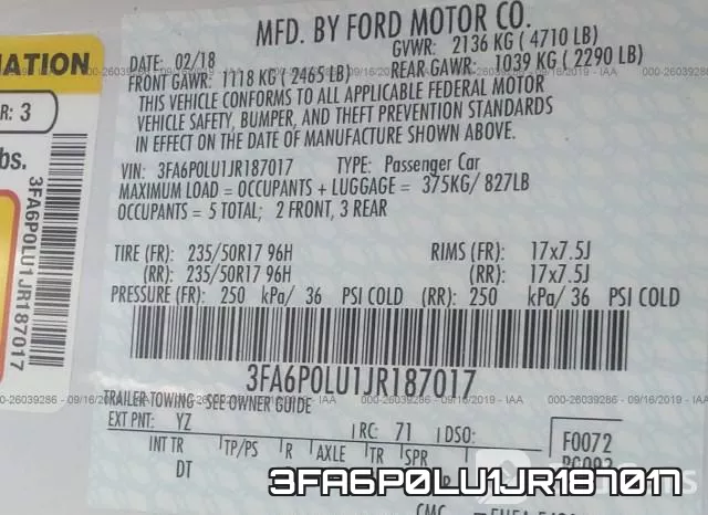 3FA6P0LU1JR187017 фото 10