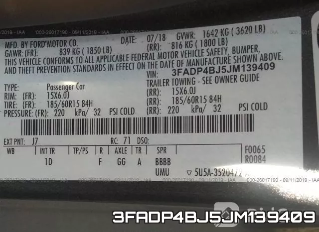 3FADP4BJ5JM139409 фото 10