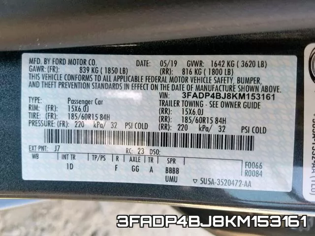 3FADP4BJ8KM153161 фото 2
