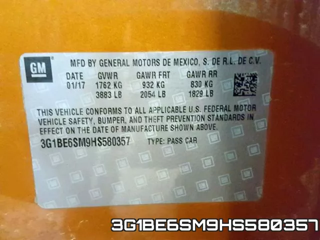 3G1BE6SM9HS580357 фото 2