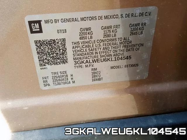3GKALWEU6KL104545 фото 2