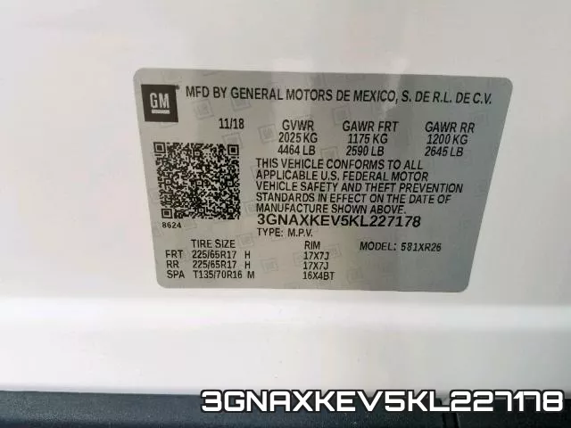 3GNAXKEV5KL227178 фото 2