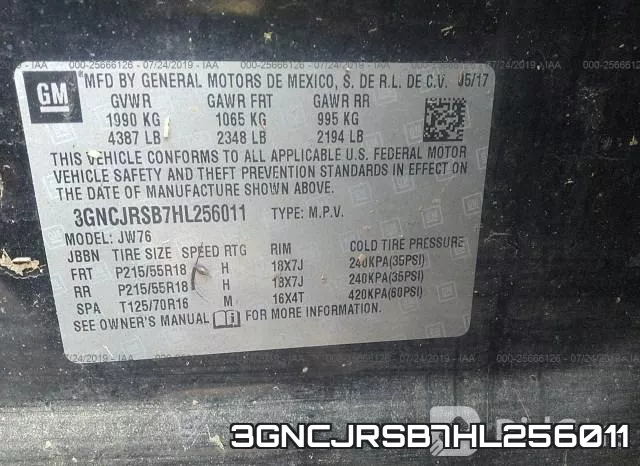 3GNCJRSB7HL256011 фото 10