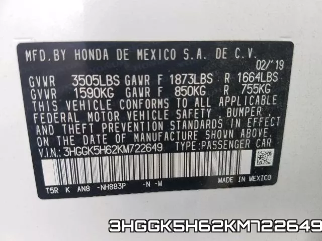 3HGGK5H62KM722649 фото 2