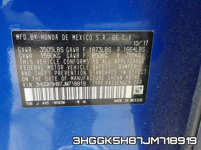 3HGGK5H87JM718919 фото 2