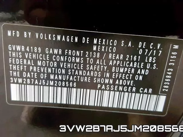 3VW2B7AJ5JM208566 фото 2