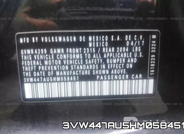 3VW447AU5HM058451 фото 10