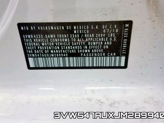 3VW547AUXJM289940 фото 2
