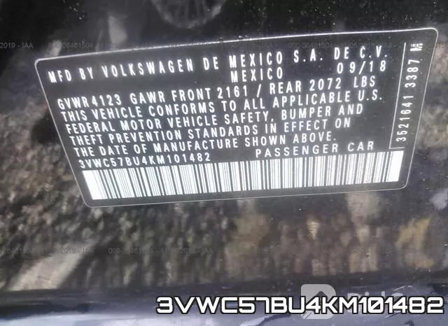3VWC57BU4KM101482 фото 10