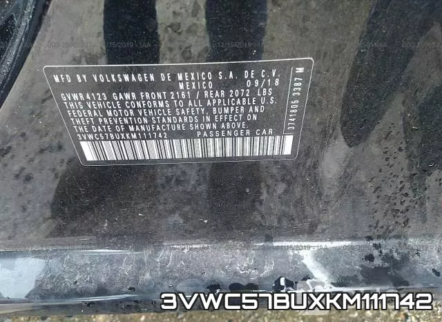 3VWC57BUXKM111742 фото 10