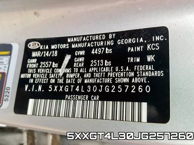 5XXGT4L30JG257260 фото 2