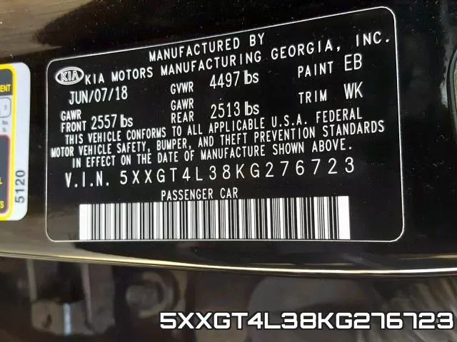 5XXGT4L38KG276723 фото 2