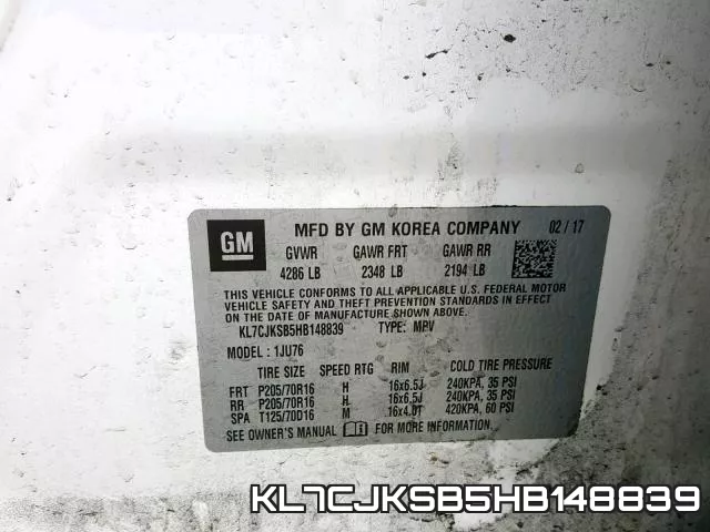KL7CJKSB5HB148839 фото 2