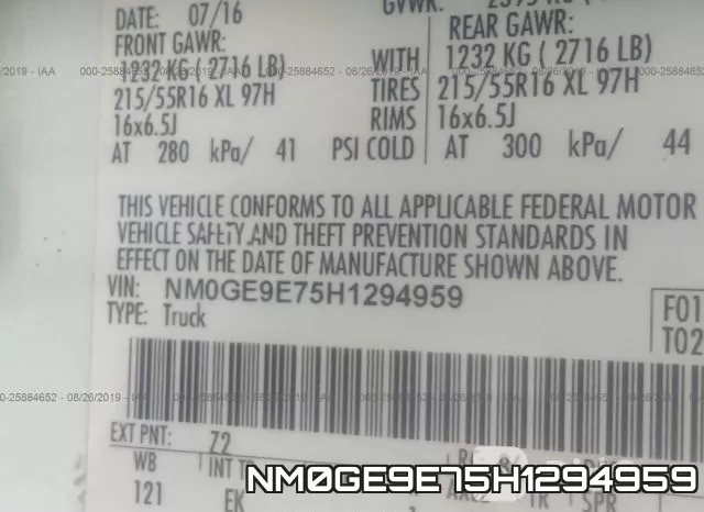 NM0GE9E75H1294959 фото 10