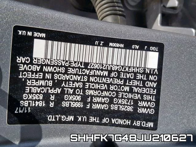 SHHFK7G48JU210627 фото 2