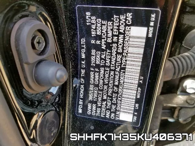 SHHFK7H35KU406371 фото 2