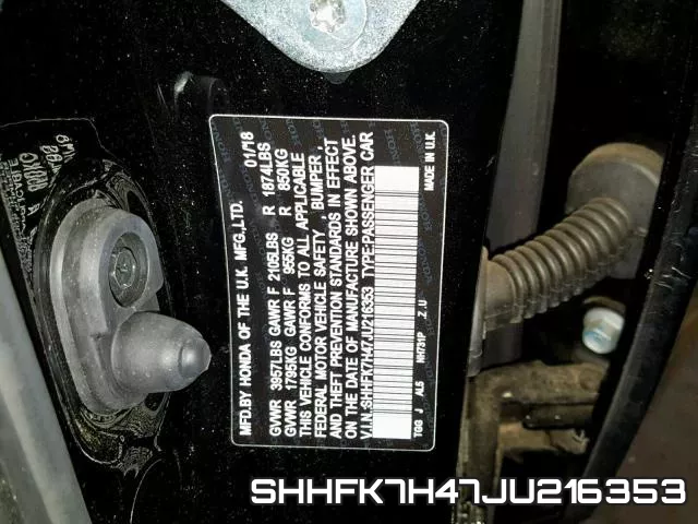 SHHFK7H47JU216353 фото 2