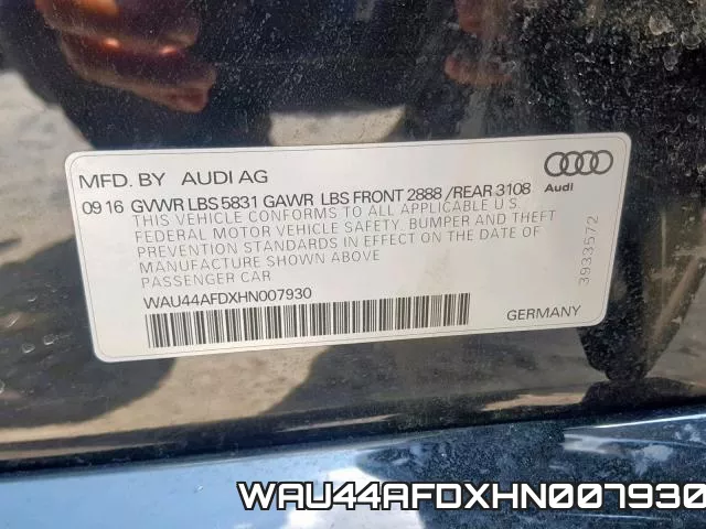 WAU44AFDXHN007930 фото 2