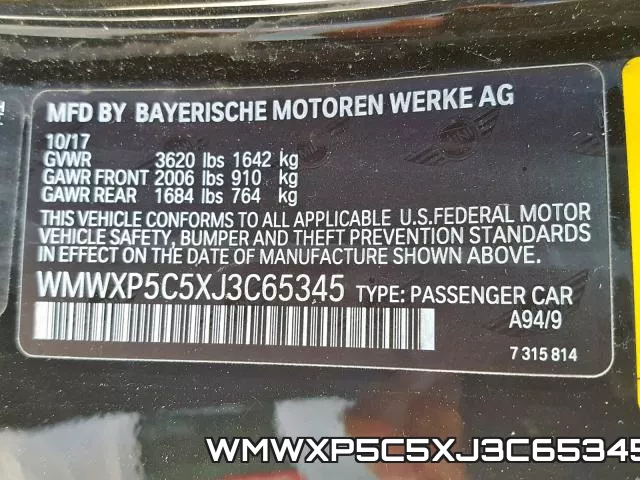 WMWXP5C5XJ3C65345 фото 2