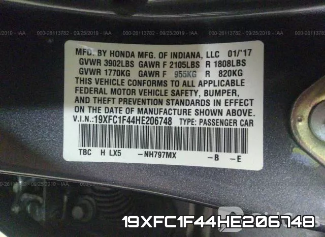 19XFC1F44HE206748 фото 10