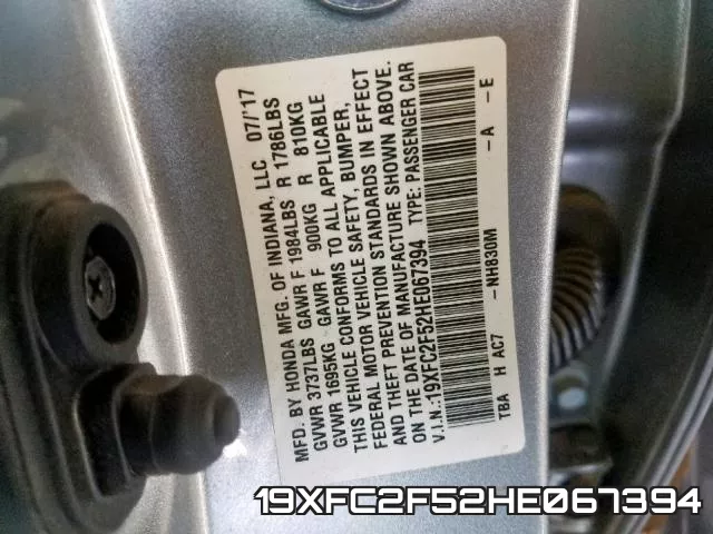 19XFC2F52HE067394 фото 2
