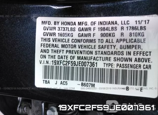 19XFC2F59JE007361 фото 10