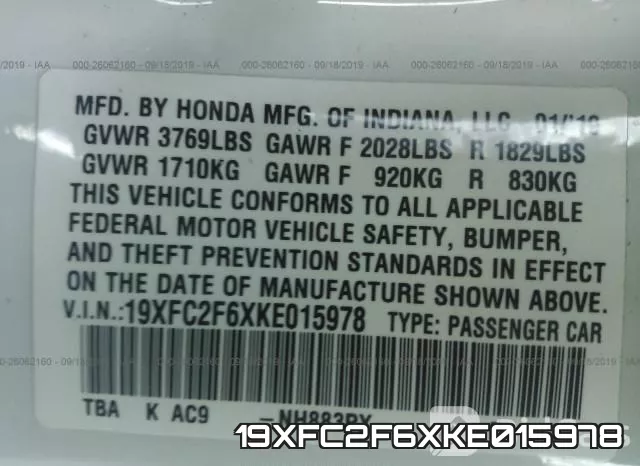 19XFC2F6XKE015978 фото 10