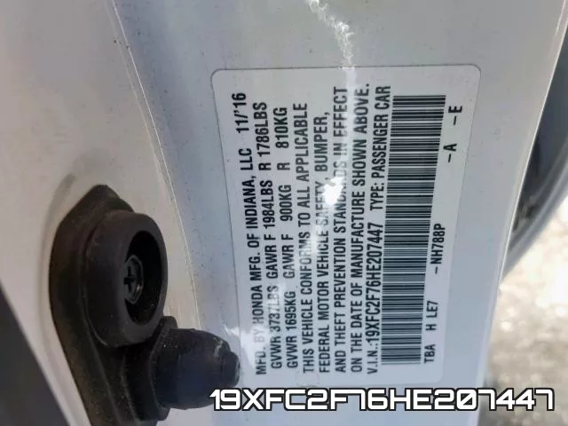 19XFC2F76HE207447 фото 2