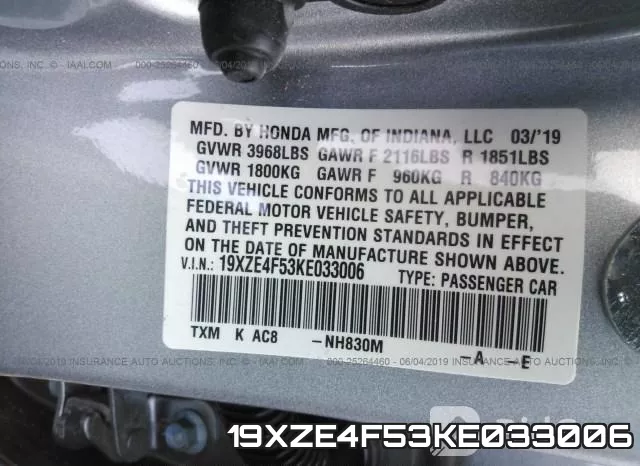 19XZE4F53KE033006 фото 10