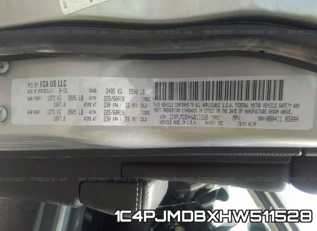1C4PJMDBXHW511528 фото 10