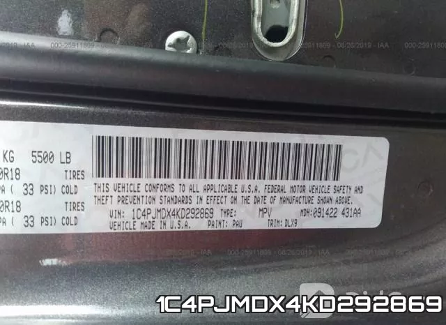 1C4PJMDX4KD292869 фото 10