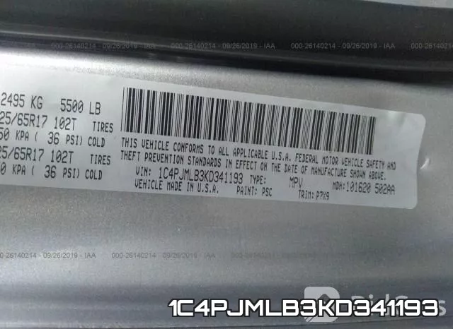 1C4PJMLB3KD341193 фото 10