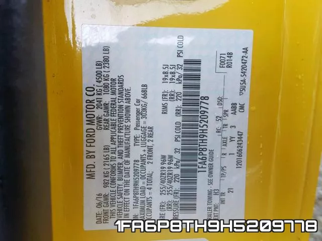 1FA6P8TH9H5209778 фото 2