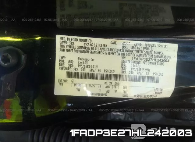 1FADP3E27HL242003 фото 10