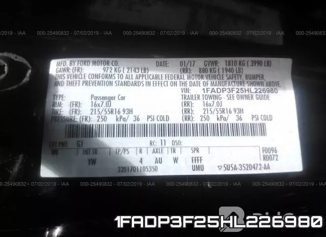 1FADP3F25HL226980 фото 9