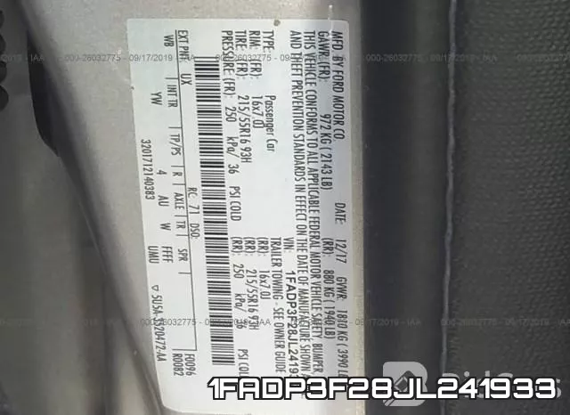 1FADP3F28JL241933 фото 10