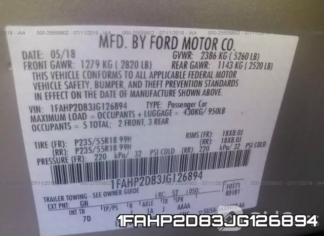 1FAHP2D83JG126894 фото 10