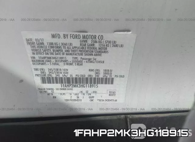 1FAHP2MK3HG118915 фото 10