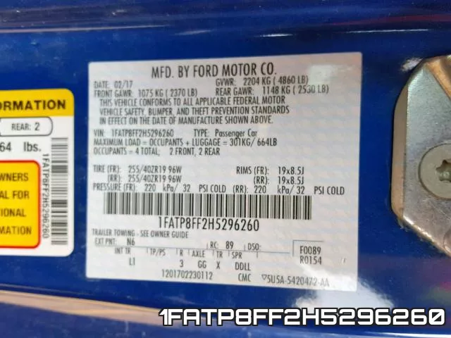 1FATP8FF2H5296260 фото 2