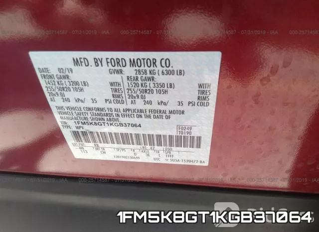 1FM5K8GT1KGB37064 фото 10