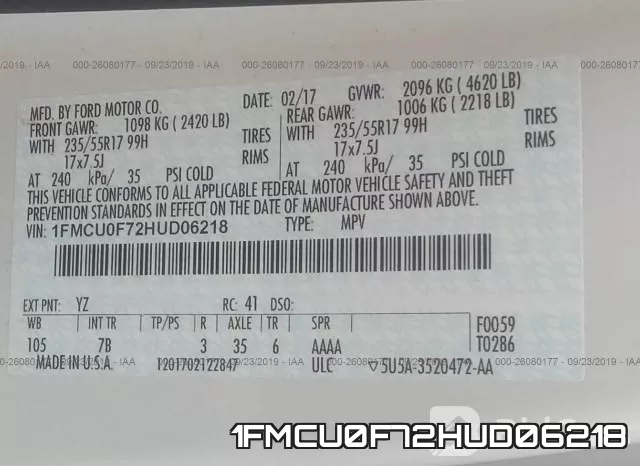 1FMCU0F72HUD06218 фото 10