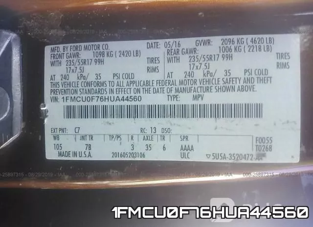 1FMCU0F76HUA44560 фото 10