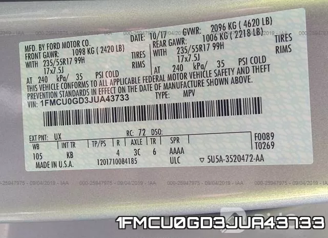 1FMCU0GD3JUA43733 фото 10