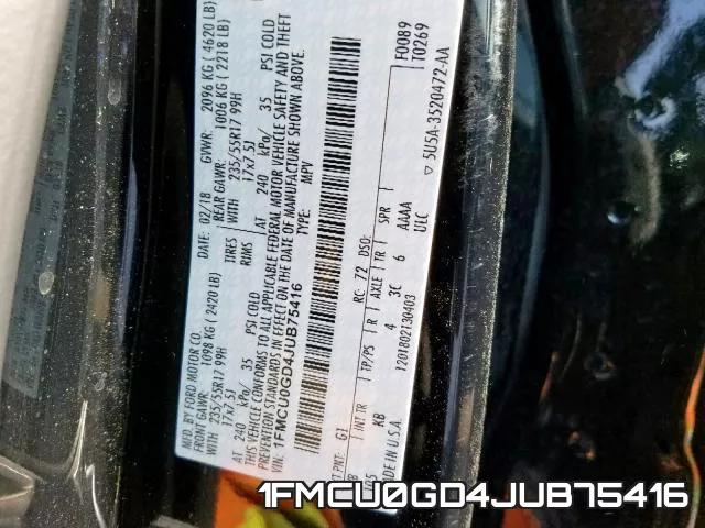 1FMCU0GD4JUB75416 фото 2