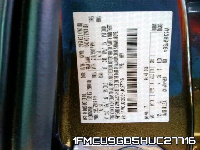 1FMCU9GD5HUC27716 фото 2