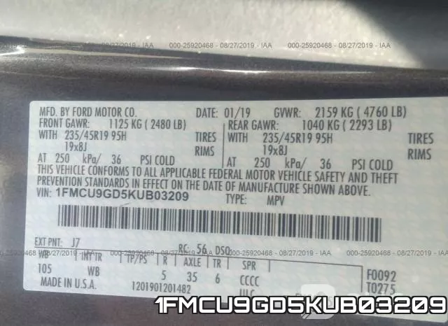 1FMCU9GD5KUB03209 фото 10