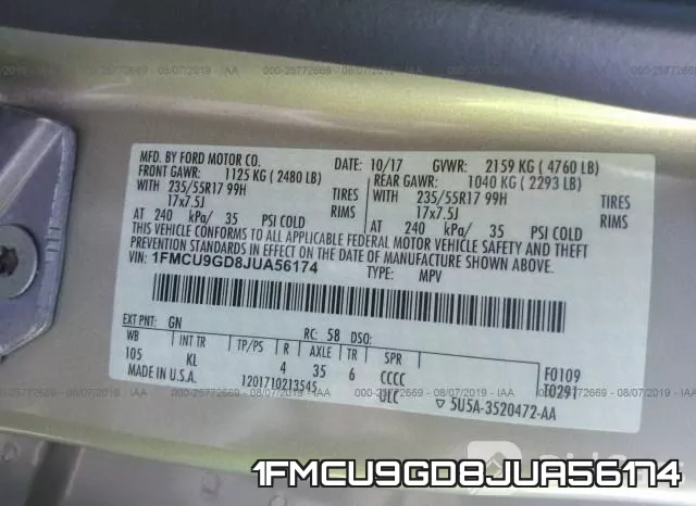 1FMCU9GD8JUA56174 фото 10