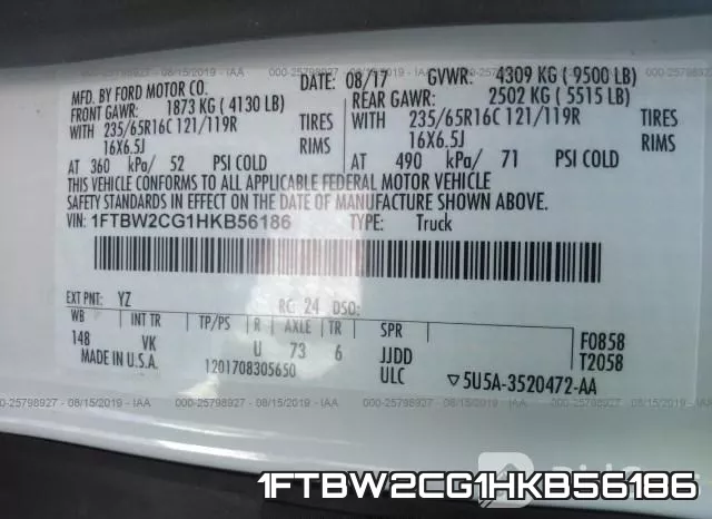1FTBW2CG1HKB56186 фото 10