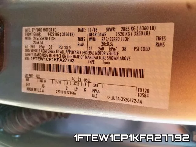 1FTEW1CP1KFA27792 фото 2
